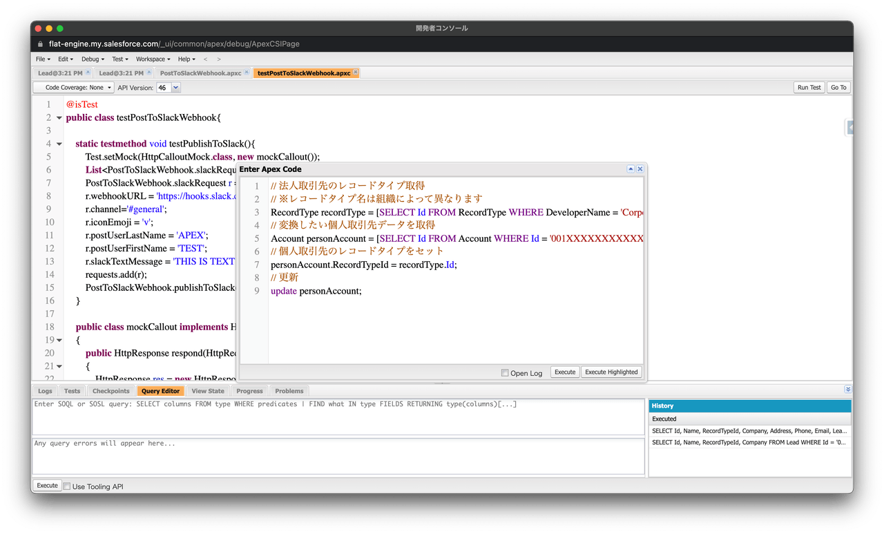 [Salesforce] 個人取引先から法人取引先へ、法人取引先から個人取引先に変換するApex